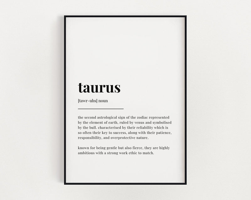 ZODIAC DEFINITION PRINT TAURUS Happy You Prints