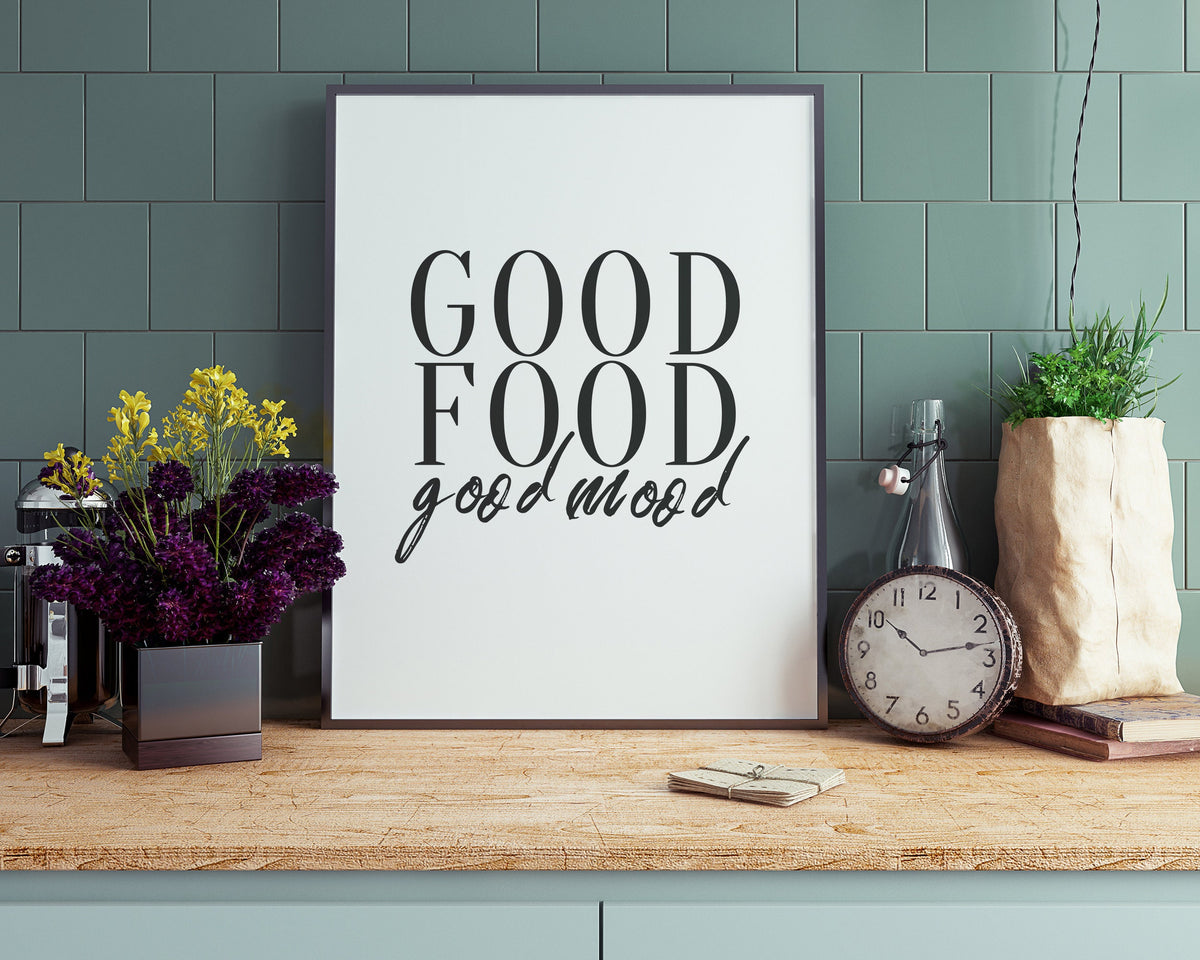 KITCHEN PRINTS | Good Mood Good Food | Kitchen Wall Decor | Kitchen Wall Art  | Funny Kitchen Prints | Kitchen Poster