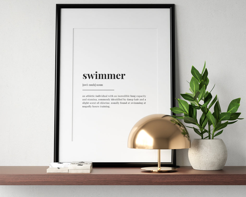 SWIMMER DEFINITION PRINT | Wall Art Print | Swimmer Print | Gift For Swimmer | Definition Print | Quote Print | Swimming Decor