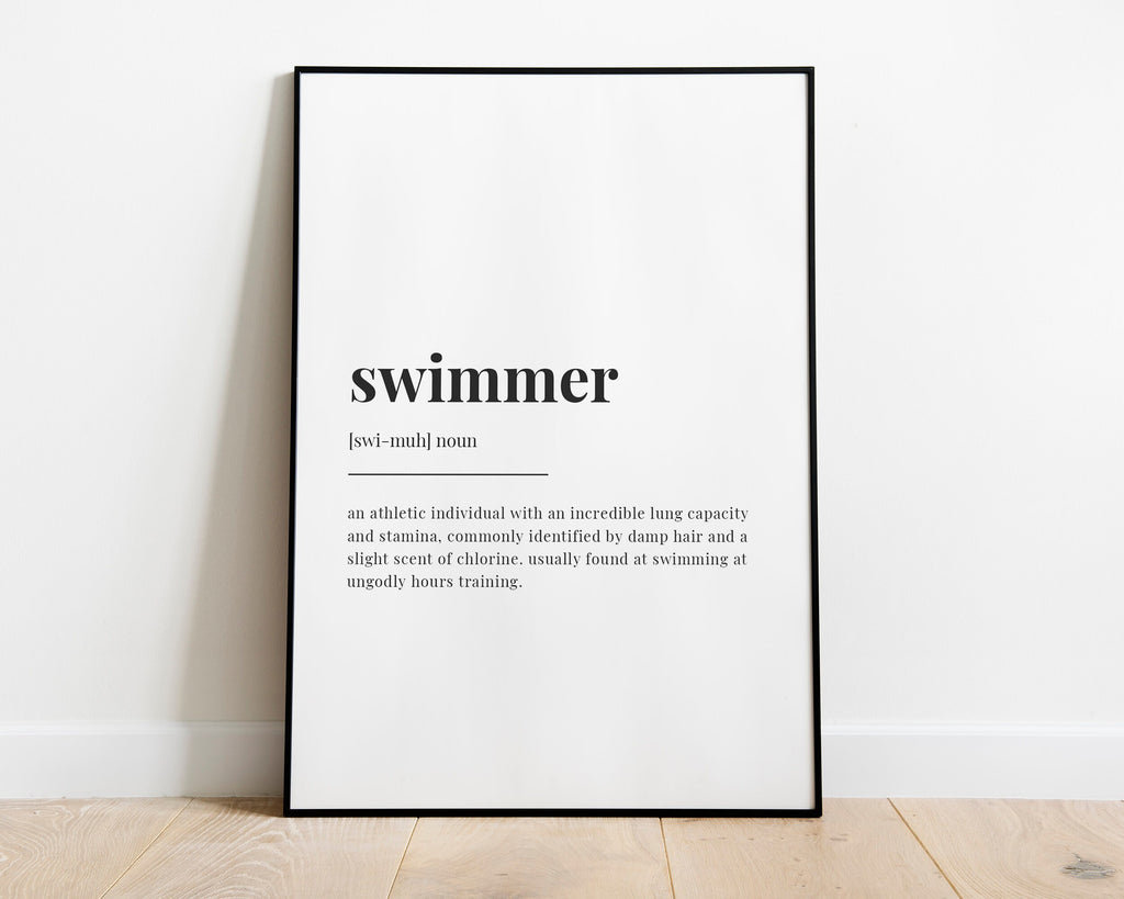 SWIMMER DEFINITION PRINT | Wall Art Print | Swimmer Print | Gift For Swimmer | Definition Print | Quote Print | Swimming Decor