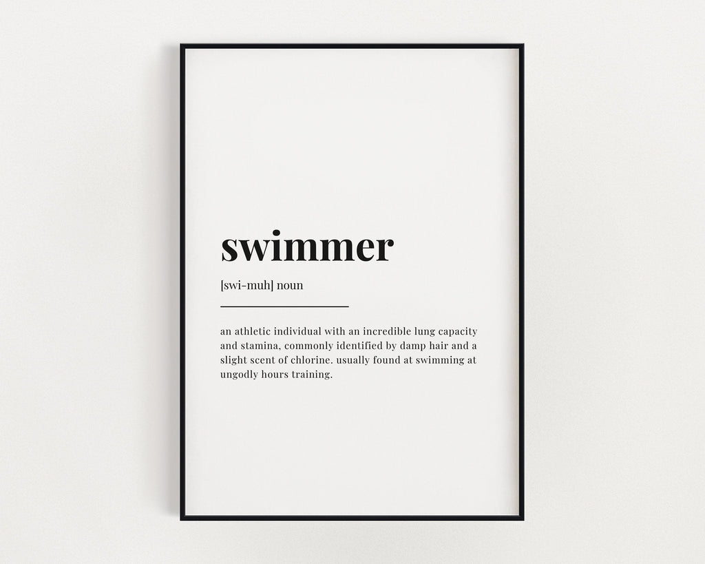 SWIMMER DEFINITION PRINT | Wall Art Print | Swimmer Print | Gift For Swimmer | Definition Print | Quote Print | Swimming Decor