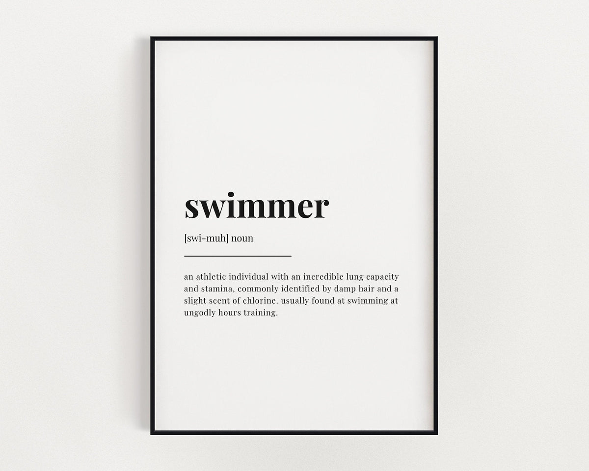 SWIMMER DEFINITION PRINT | Wall Art Print | Swimmer Print | Gift For Swimmer | Definition Print | Quote Print | Swimming Decor