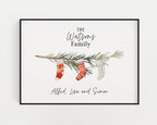 Personalised Christmas Print, Christmas Stockings, Family Print, Christmas Decor, Xmas Personalised Family Print