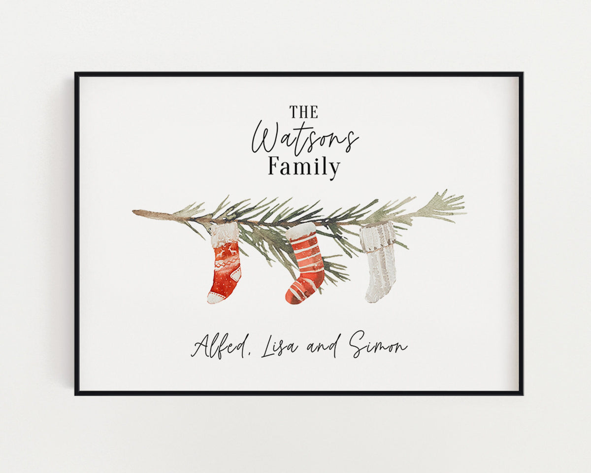 Personalised Christmas Print, Christmas Stockings, Family Print, Christmas Decor, Xmas Personalised Family Print