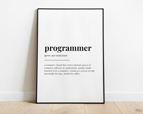 PROGRAMMER DEFINITION PRINT, Wall Art Print, Quote Wall Art, Programmer Gifts, Office Wall Art, Tech Gift, Work Gift, Gift for Coworker