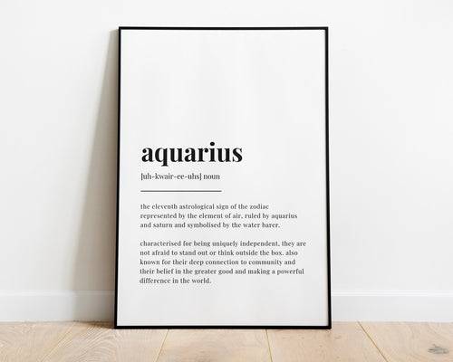 AQUARIUS DEFINITION PRINT | Wall Art Print | Aquarius Print | Gift For Aquarius | Zodiac Star Sign | Astrology Print | Gift For Her