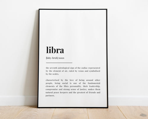 LIBRA DEFINITION PRINT, Wall Art Print, Libra Print, Libra Gift, Zodiac Gift, Astrology Gifts, Typography Print, Dictionary Print, Art Print