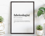 FABRICOLOGIST DEFINITION PRINT | Wall Art Print | Gift For Quilter | Definition Print | Quote Print | Sewing Gift | Home Decor | Wall Art