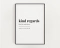 Funny Office Wall Art Prints | Kind Regards | Wall Art Print | Home Office Print | Definition Print | Office Wall Decor | Quote Print