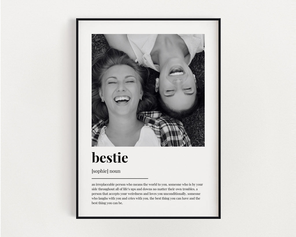 PERSONALISED BESTIE DEFINITION Print, Wall Art Print, Best Friend Print, Bestie Print, Definition Print, Birthday Gift, Custom Photo Gift