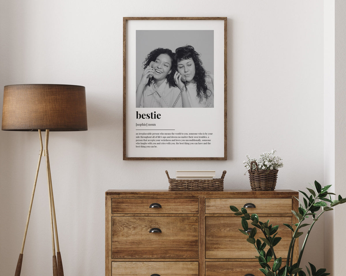 PERSONALISED BESTIE DEFINITION Print, Wall Art Print, Best Friend Print, Bestie Print, Definition Print, Birthday Gift, Custom Photo Gift