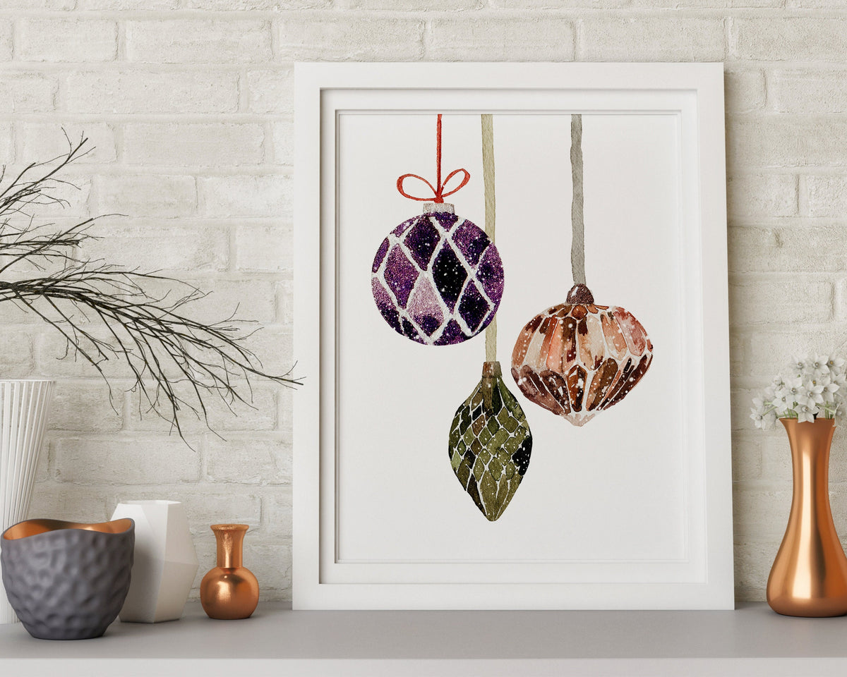 CHRISTMAS PRINT | Baubles Print | Christmas Wall Art | Festive Print | Winter Décor | Xmas Décor | Christmas Decoration