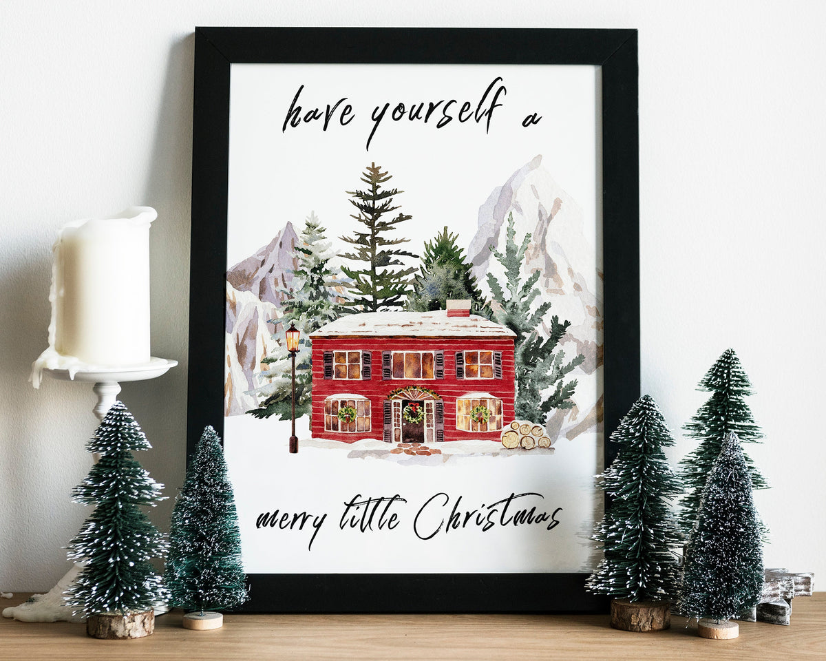 CHRISTMAS PRINT | Christmas Wall Art | Festive House Print | Winter Décor | Xmas Decor | Christmas Decoration