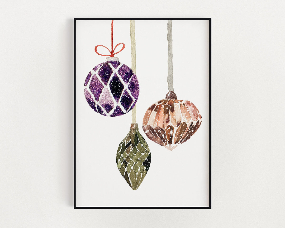 CHRISTMAS PRINT | Baubles Print | Christmas Wall Art | Festive Print | Winter Décor | Xmas Décor | Christmas Decoration