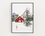 CHRISTMAS PRINT | Winter Cabin Print | Christmas Wall Art | Festive Print | Xmas Decor | Christmas Decoration | Winter Decor