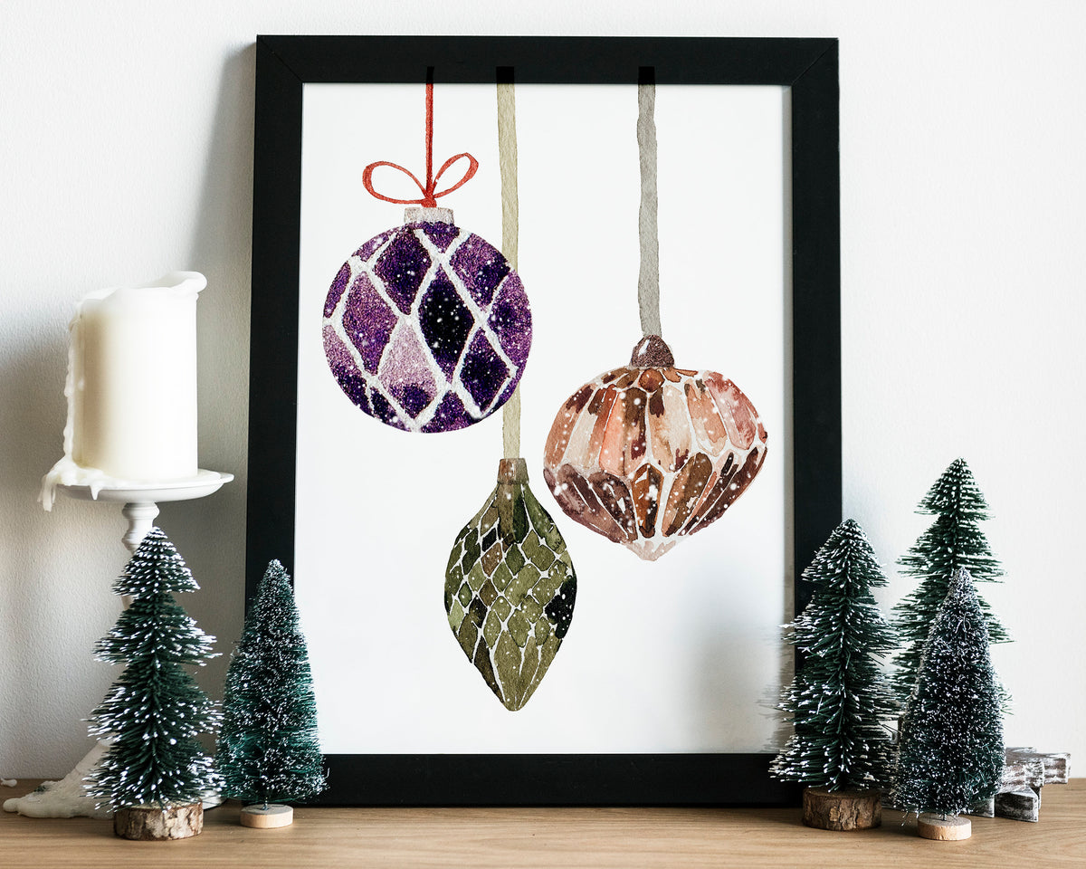 CHRISTMAS PRINT | Baubles Print | Christmas Wall Art | Festive Print | Winter Décor | Xmas Décor | Christmas Decoration