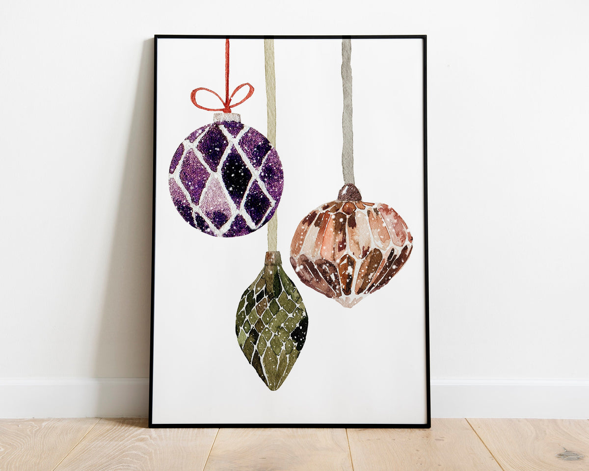 CHRISTMAS PRINT | Baubles Print | Christmas Wall Art | Festive Print | Winter Décor | Xmas Décor | Christmas Decoration