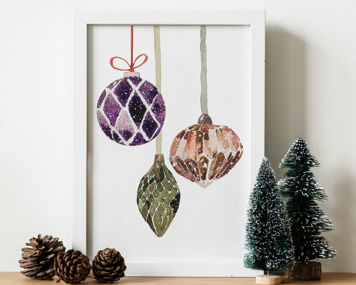 CHRISTMAS PRINT | Baubles Print | Christmas Wall Art | Festive Print | Winter Décor | Xmas Décor | Christmas Decoration