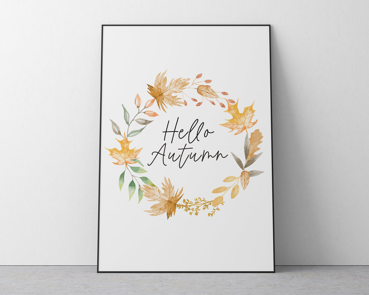 HELLO AUTUMN PRINT | Pumpkin Decor | Autumnal Prints | Seasonal Prints | Haloween Prints | Seasonal Decor | Autumn Decor | Fall Prints - Happy You Prints