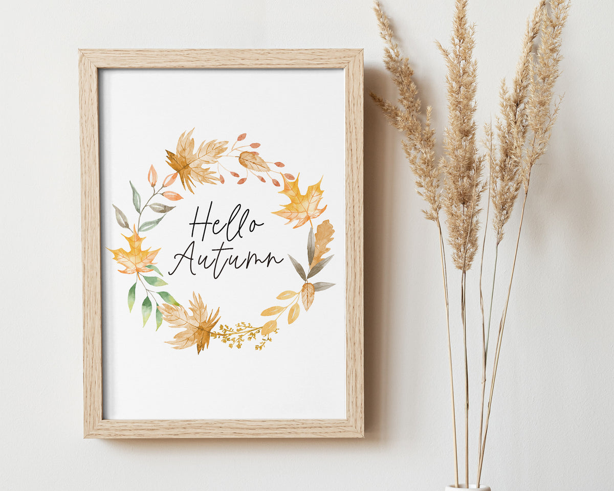 HELLO AUTUMN PRINT | Pumpkin Decor | Autumnal Prints | Seasonal Prints | Haloween Prints | Seasonal Decor | Autumn Decor | Fall Prints - Happy You Prints