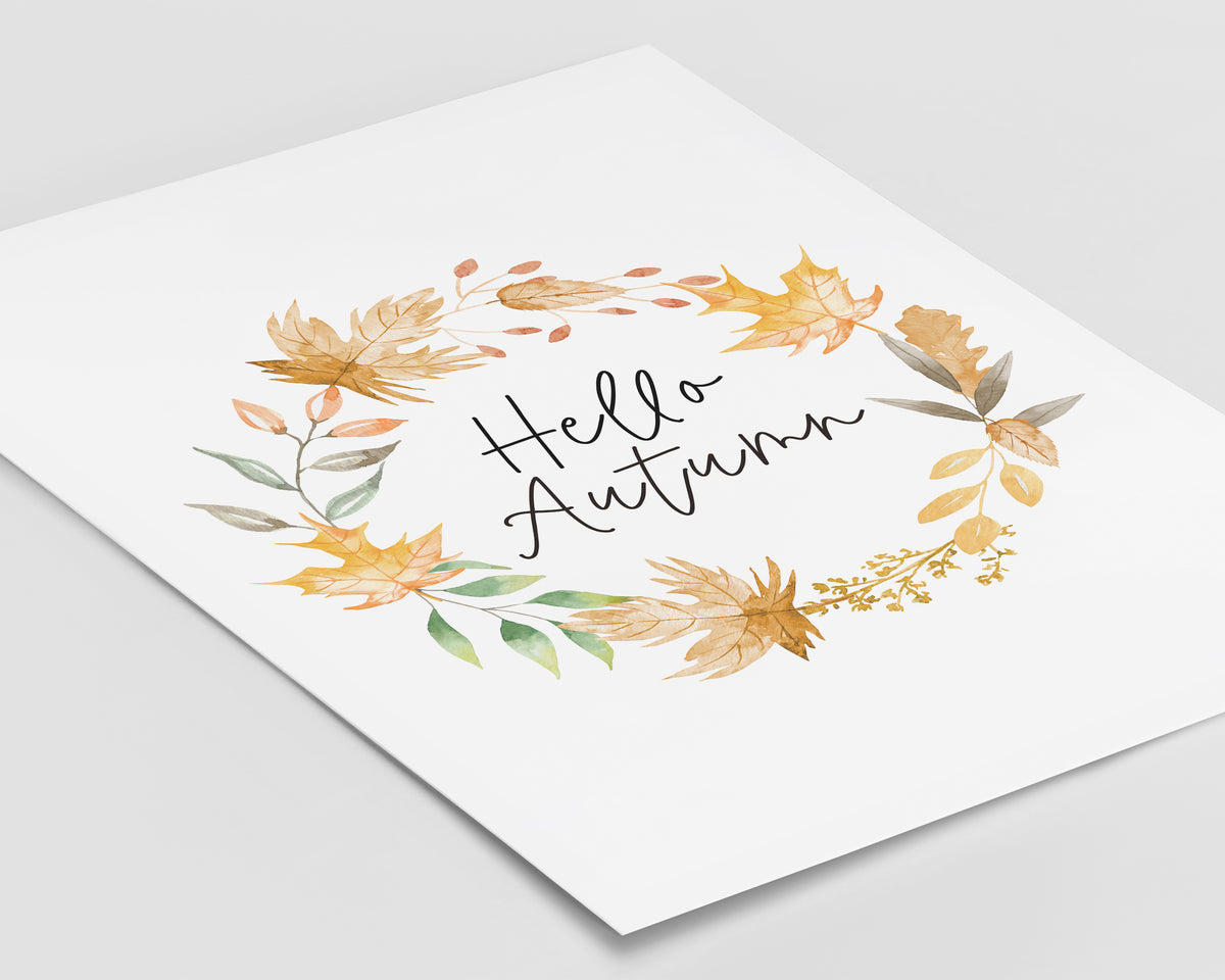 HELLO AUTUMN PRINT | Pumpkin Decor | Autumnal Prints | Seasonal Prints | Haloween Prints | Seasonal Decor | Autumn Decor | Fall Prints - Happy You Prints
