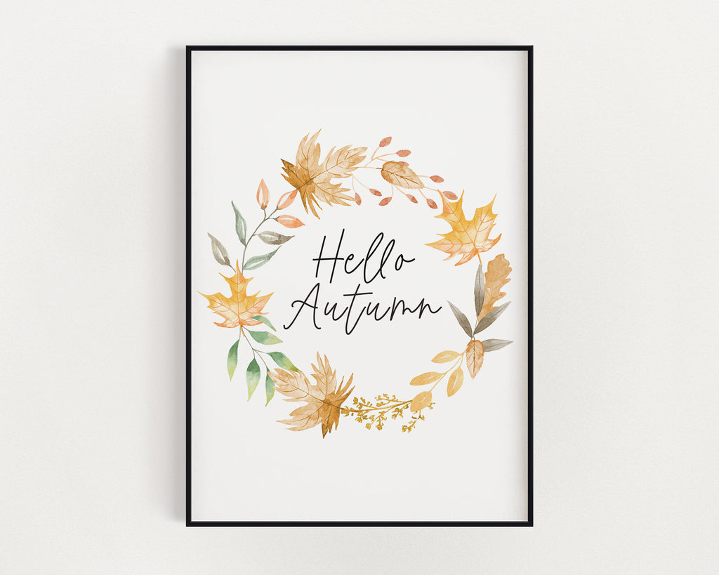 HELLO AUTUMN PRINT | Pumpkin Decor | Autumnal Prints | Seasonal Prints | Haloween Prints | Seasonal Decor | Autumn Decor | Fall Prints - Happy You Prints
