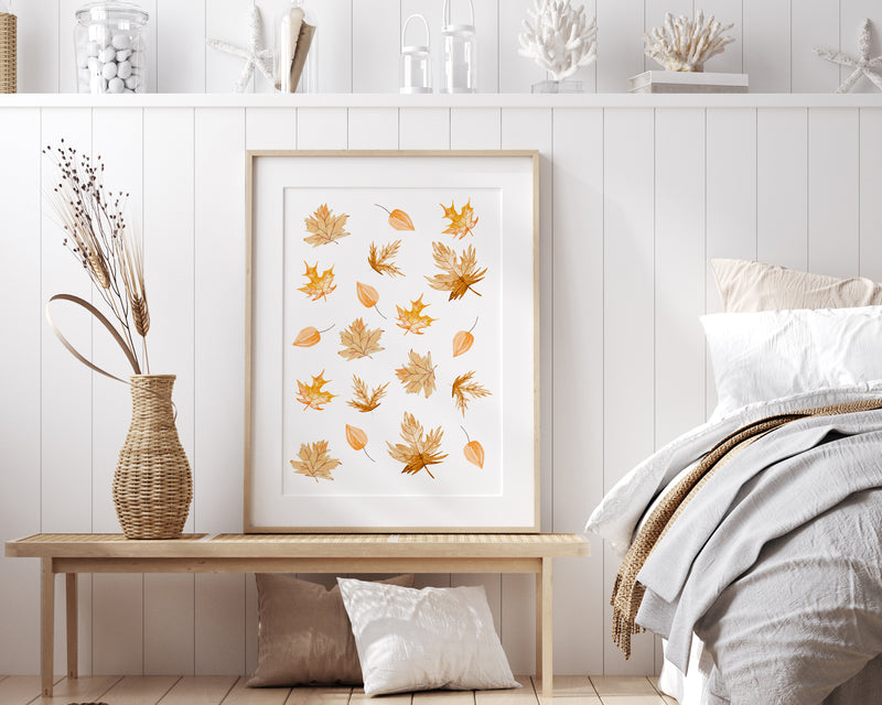 Falling Leaves Autumn Print - Happy You Prints