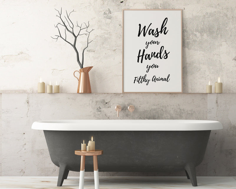 BATHROOM WALL DECOR - Wash Your Hands Print - Happy You Prints