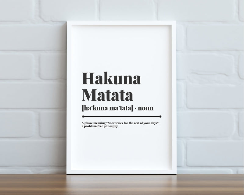 WALL ART PRINT, Hakuna Matata Definition, Quote Print, Positive Quotes, Wall dÃ©cor, Inspirational Quotes - Happy You Prints