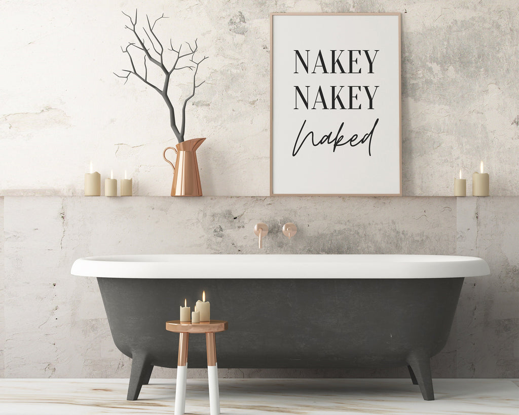 BATHROOM WALL ART | Nakey Nakey Naked Print - Happy You Prints