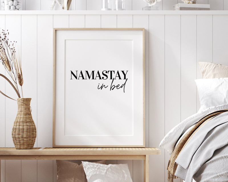 BEDROOM WALL ART, Namastay In Bed Print, Typography Print, Bedroom Prints, Home Prints - Happy You Prints