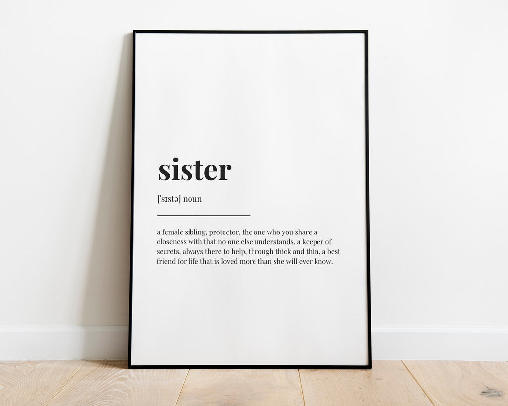 SISTER QUOTE PRINT, Wall Art Print, Sister Gift, Sister Print, Definition Print, Quote Print - Happy You Prints