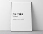 SLEEPING DEFINITION PRINT | Wall Art Print | Sleeping Print | Definition Print | Quote Print - Happy You Prints