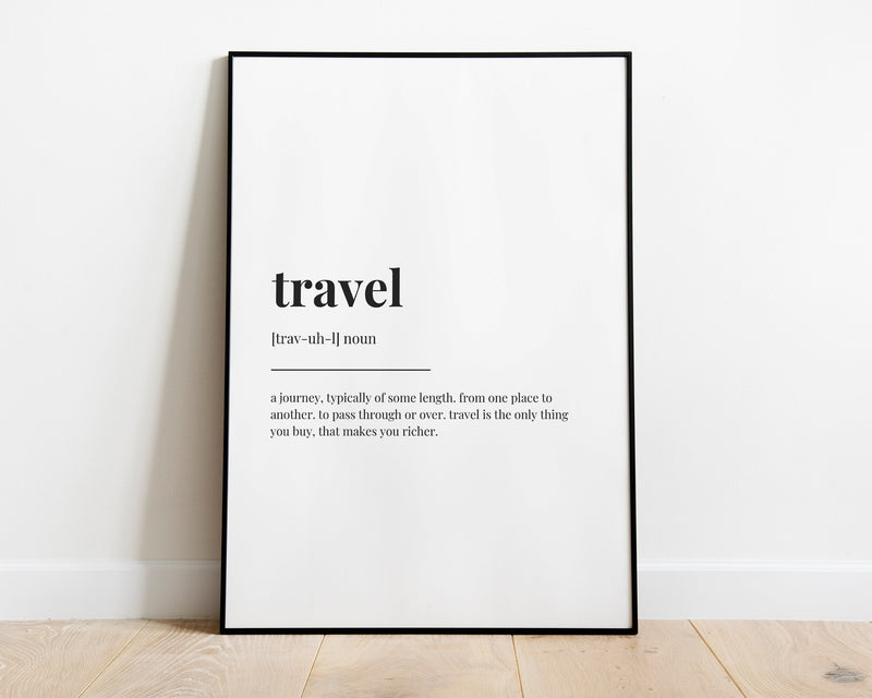 TRAVEL DEFINITION PRINT | Wall Art Print | Travel Print | Definition Print | Quote Print - Happy You Prints