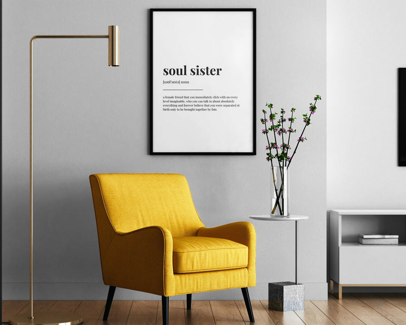 SOUL SISTER QUOTE, Wall Art Print,  Soul Sister Print, Definition Print, Quote Print - Happy You Prints