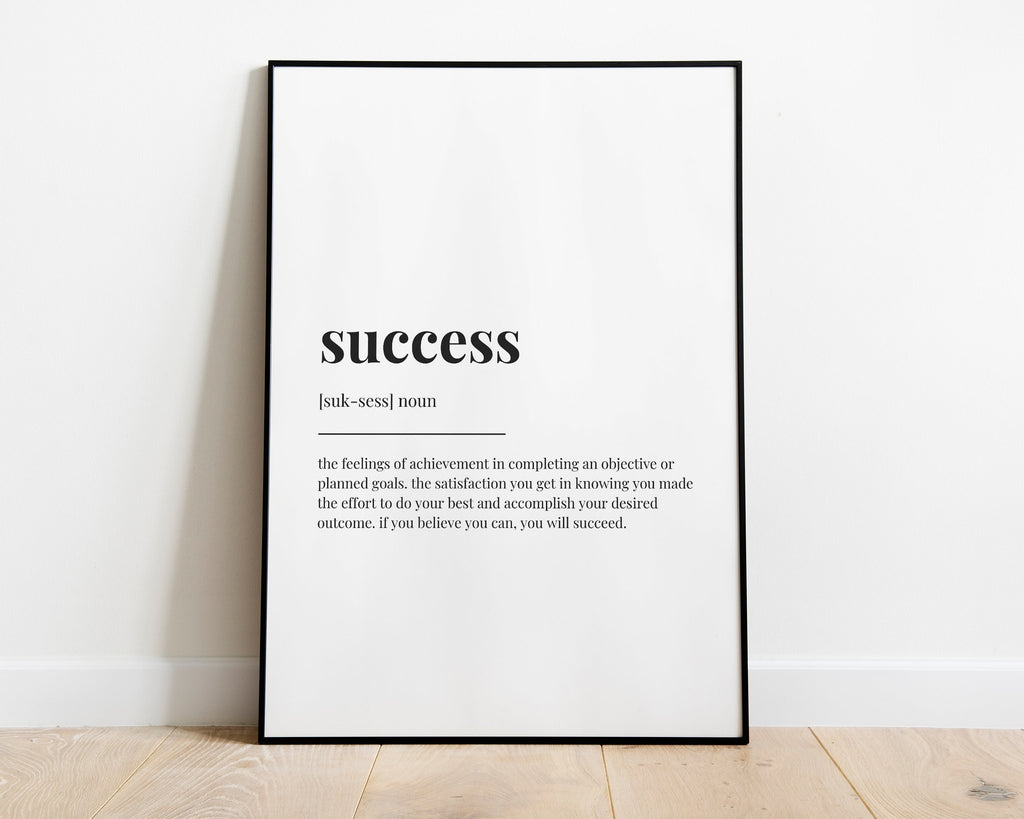 SUCCESS DEFINITION PRINT | Wall Art Print | Success Print | Definition Print | Quote Print - Happy You Prints