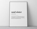 SOUL SISTER QUOTE, Wall Art Print,  Soul Sister Print, Definition Print, Quote Print - Happy You Prints