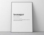 TEENAGER DEFINITION PRINT | Wall Art Print | Teenager Print |Teenager Gift | Definition Print | Quote Print - Happy You Prints