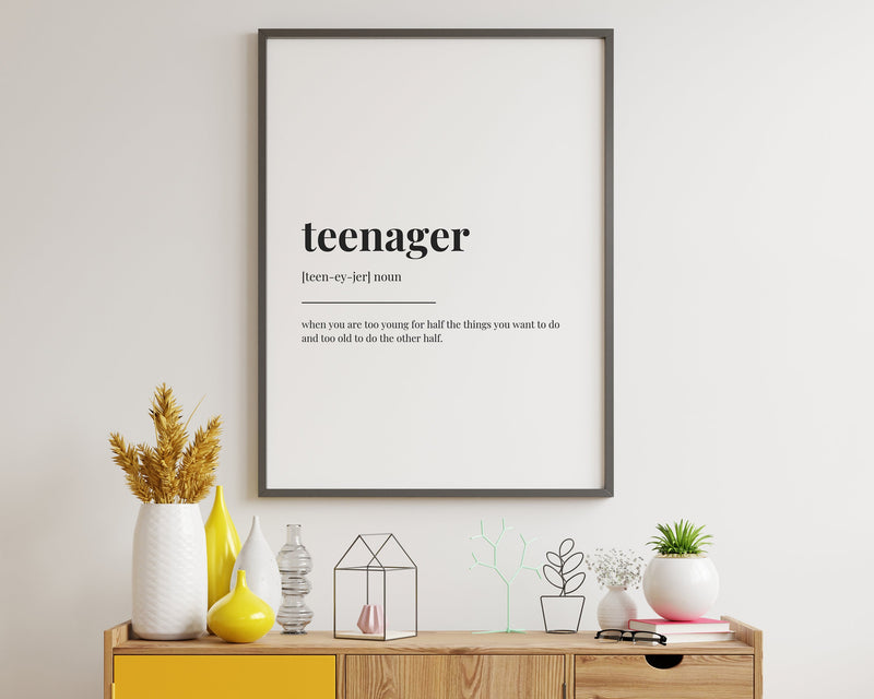 TEENAGER DEFINITION PRINT | Wall Art Print | Teenager Print |Teenager Gift | Definition Print | Quote Print - Happy You Prints