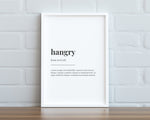 HANGRY DEFINITION PRINT | Wall Art Print | Hangry Print | Definition Print | Quote Print - Happy You Prints