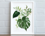 Botanical Print, Watercolour Plants, Tropical Leaf Prints, Green Leaf Prints, Home Decor - Happy You Prints