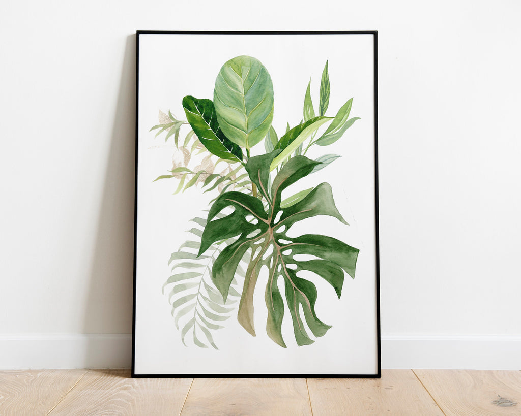 Botanical Print VI, Watercolour Plants, Tropical Leaf Prints, Green Leaf Prints, Home Decor - Happy You Prints