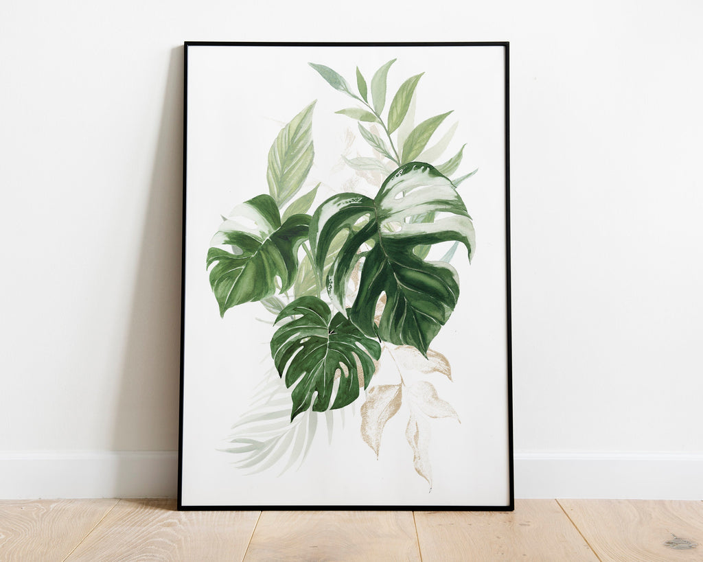 Botanical Print, Watercolour Plants, Tropical Leaf Prints, Green Leaf Prints, Home Decor - Happy You Prints