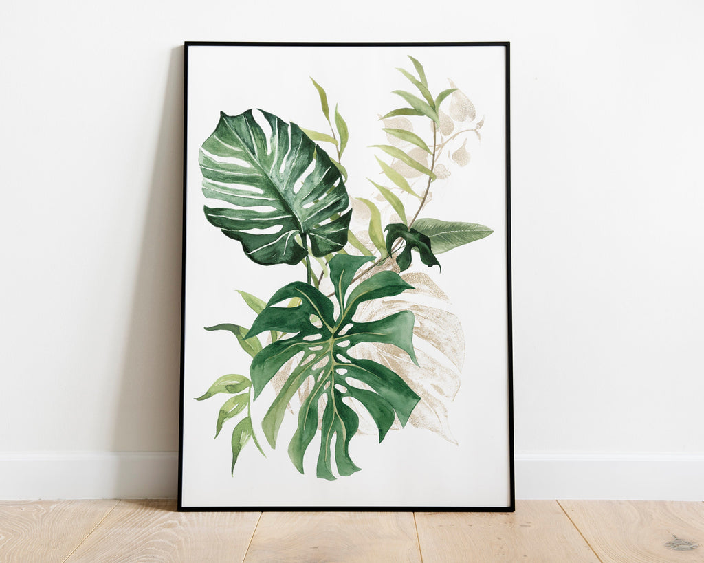 Botanical Print III, Watercolour Plants, Tropical Leaf Prints, Green Leaf Prints, Home Decor - Happy You Prints