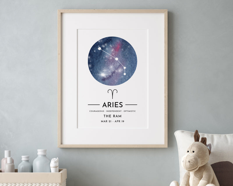 ZODIAC SIGN PRINT, Constellation Art Print, Aries Print, Horoscope Print, Star Sign Print, Home Decor - Happy You Prints