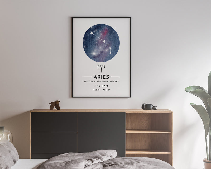 ZODIAC SIGN PRINT, Constellation Art Print, Aries Print, Horoscope Print, Star Sign Print, Home Decor - Happy You Prints