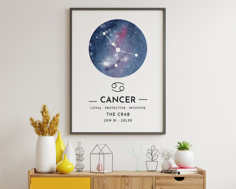 ZODIAC SIGN PRINT, Constellation Art Print, Cancer Print, Horoscope Print, Star Sign Print, Home Decor - Happy You Prints