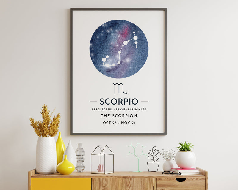 ZODIAC SIGN PRINT, Constellation Art Print, Scorpio Print, Horoscope Print, Star Sign Print, Home Decor - Happy You Prints