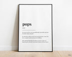 Pops Quote Art, Wall Art Print, Father Day Gift, Pops Print, Definition Print, Quote Print - Happy You Prints