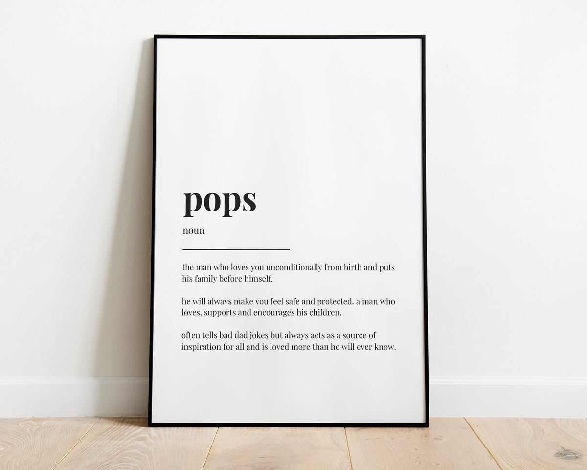 Pops Quote Art, Wall Art Print, Father Day Gift, Pops Print, Definition Print, Quote Print - Happy You Prints